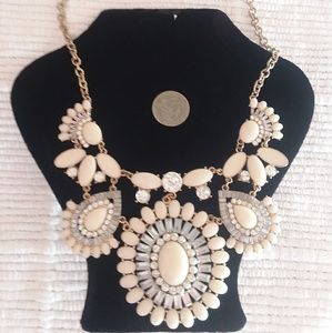 Huge Statement Necklace with Rhinestones Beaded.